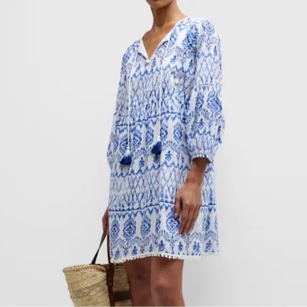 Tommy Bahama Blue and White Ikat Tropics dress. L